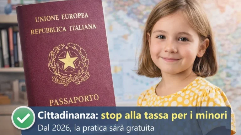 Cittadinanza italiana gratuita per i figli minorenni residenti all’estero dal 2026